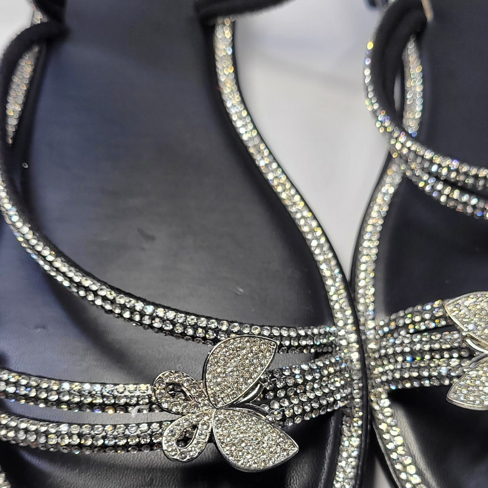 Top Moda Black Rhinestone Sandals - Picture 3 of 11